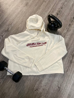 Psych Crop Hoodie Bone/Maroon